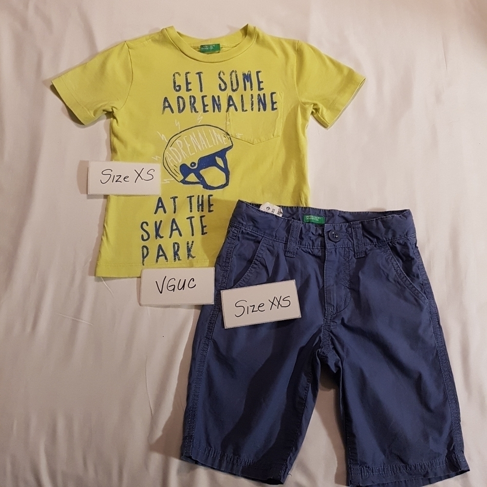 United Colors ofBenetton boys top xs  4-5 & shorts xxs 3-4